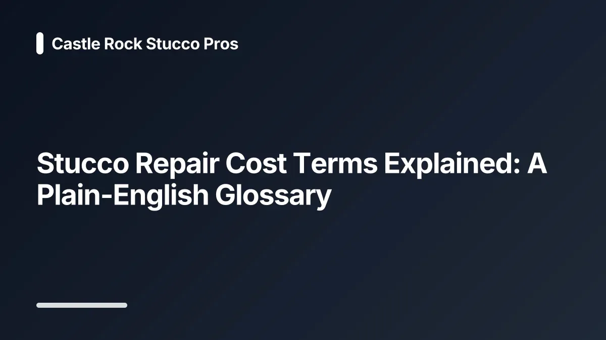 stucco repair cost glossary